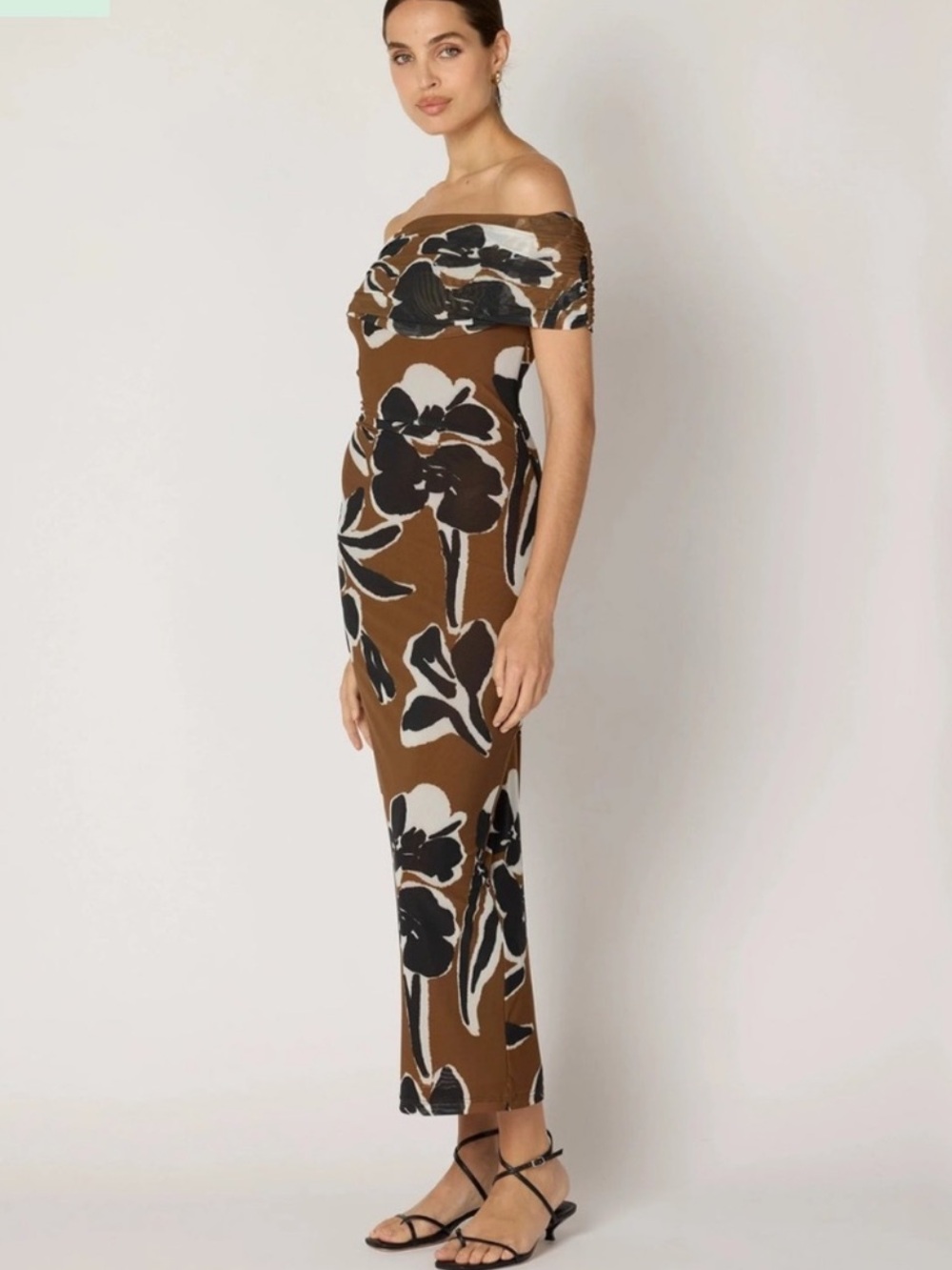 Cleobella Cordelia Brown Black Cream Floral Maxi Dress Size Small NWT - Picture 2 of 13